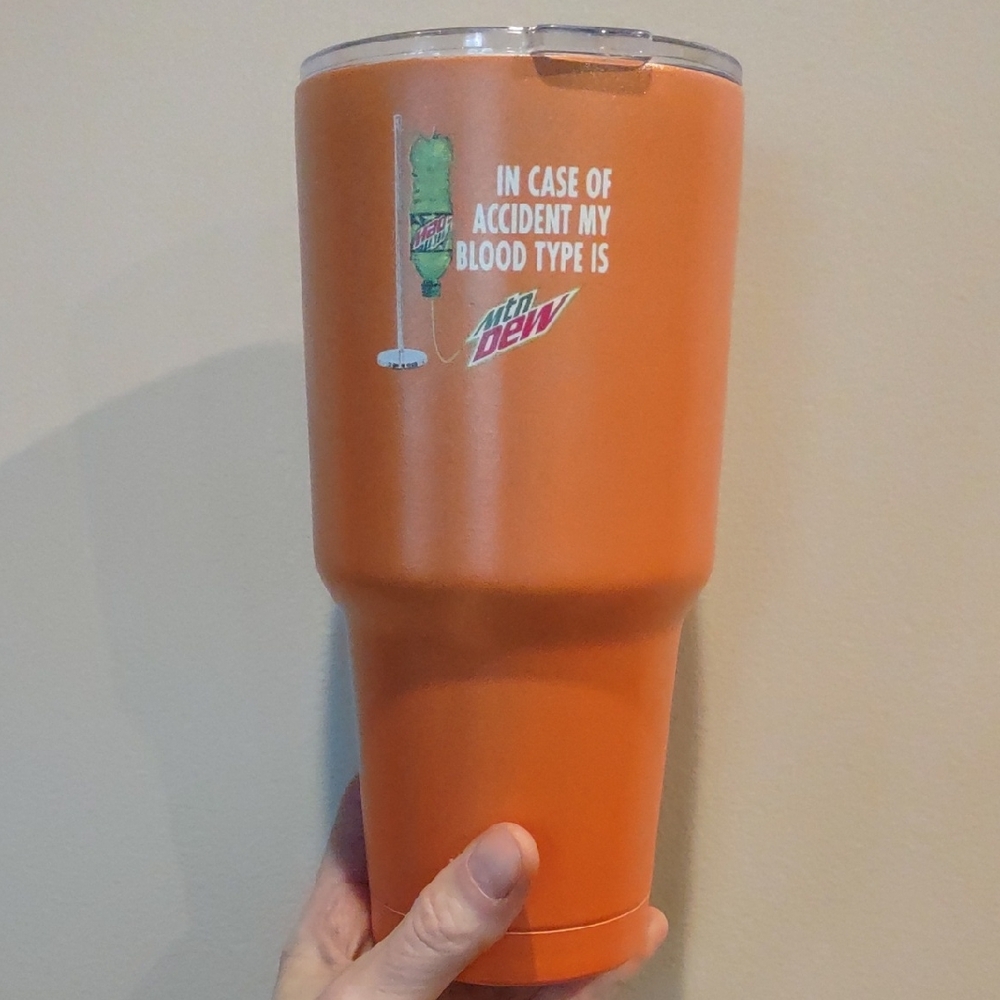 Mountain Dew Tumbler, New, Stainless Orange